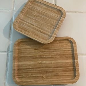 Ikea Bamboo Rectangle and Square Glass Container lids, 8" x 6" and 6" x 6"